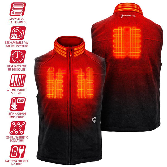 Open Box Gerbing 7V Men's Thermite Fleece Heated Vest 2.0 - Full Set